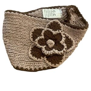 HeadBand Handmade Cotton New Flower Brown Tan